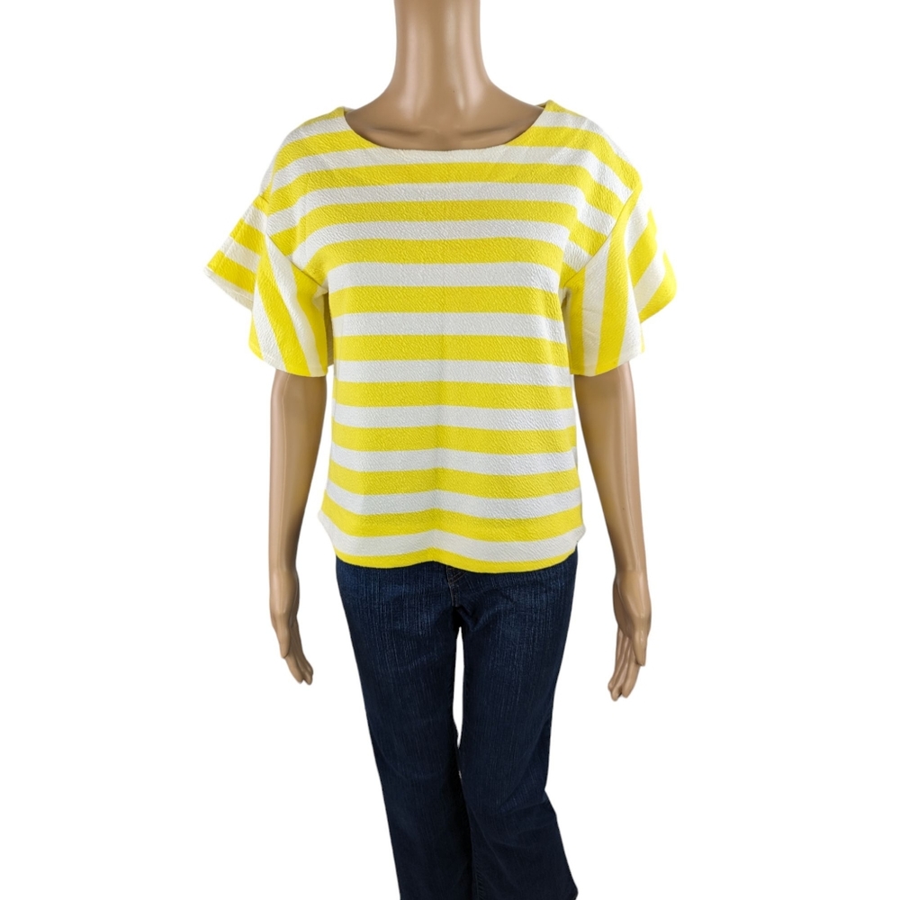 Anthropologie Postmark Ellie Yellow Striped Top XS